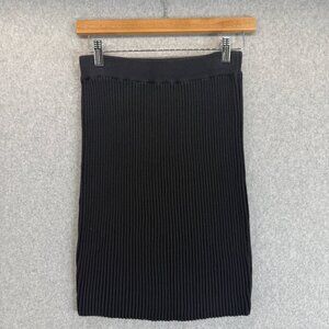Vivienne Tam Womens Black Ribbed Skirt Knee‎ Length Pencil Cotton Vintage Size 2